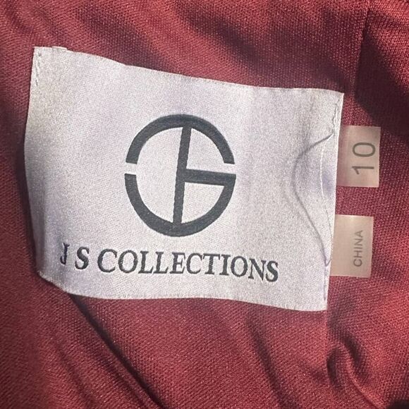 JS Collections Elle Sweetheart Tea Length Dress Women's 10 Burgundy Midi NWOT - Picture 7 of 10